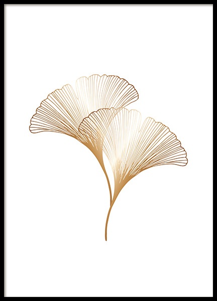 Ginkgo Leaves Gold Poster in der Gruppe Poster / Botanik bei Desenio AB (11280)
