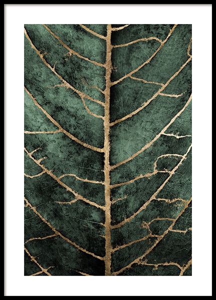 Golden Green Leaf Poster in der Gruppe Poster / Kunstdrucke bei Desenio AB (12266)