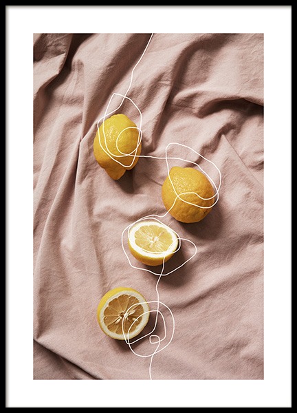 Lemons on Linen Poster in der Gruppe Poster / Küchenposter bei Desenio AB (12814)