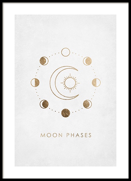 Moon Phases Poster Goldener Mond Desenio At