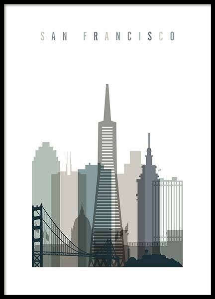 San Francisco Skyline Poster in der Gruppe Poster / Grafische Kunst bei Desenio AB (2349)