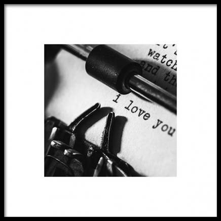 I Love You Typewriter Poster in der Gruppe Poster / Schwarz-Weiß bei Desenio AB (3334)