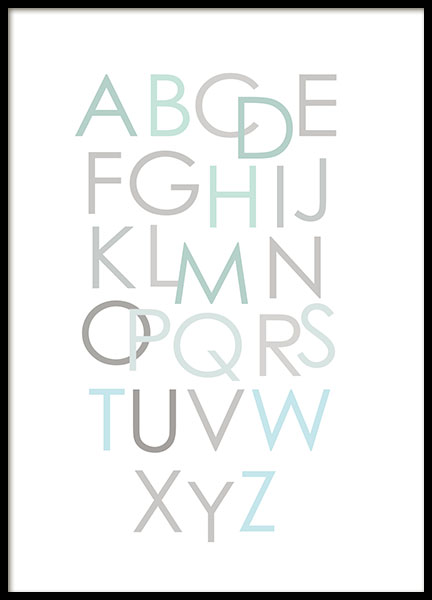 Alphabet Blue Eng, Poster in der Gruppe Poster / Typografie Poster bei Desenio AB (8435)