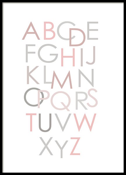 Alphabet Pink Eng, Poster in der Gruppe Poster / Kinder bei Desenio AB (8436)