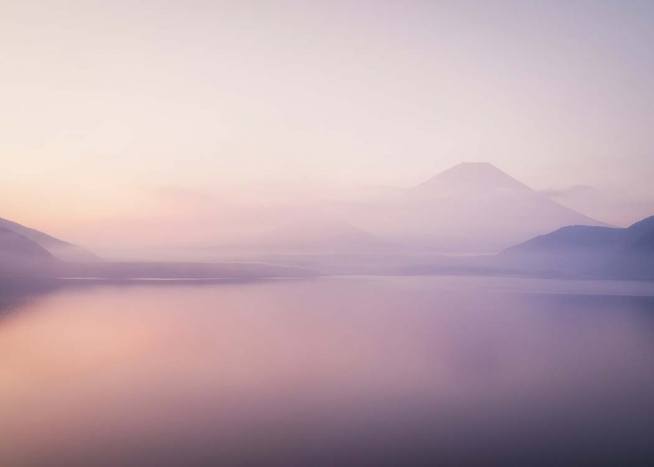 Fuji Mountain Over Foggy Lake Poster