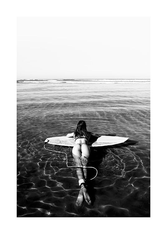 Floating on Surfboard Poster