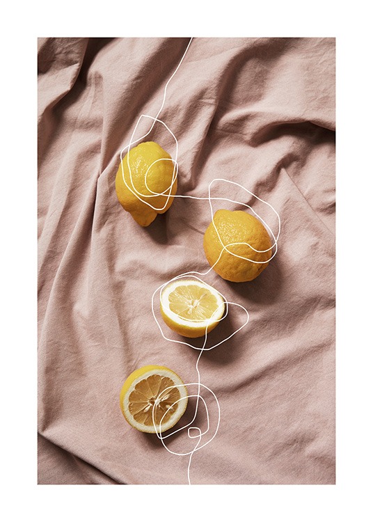 Lemons on Linen Poster