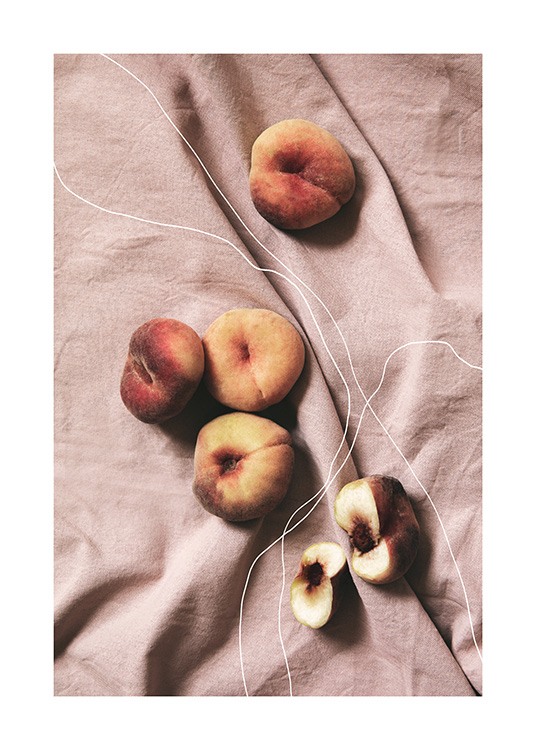 Peaches on Linen Poster