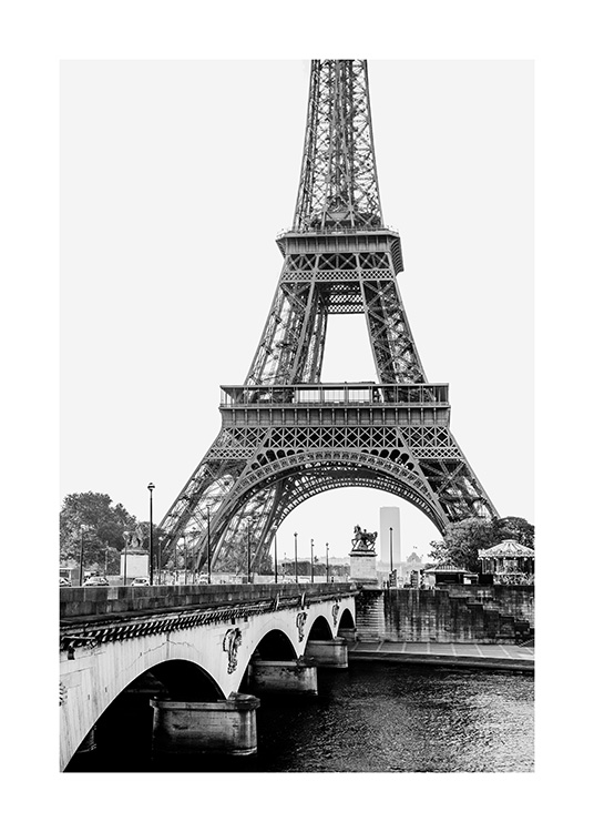 – Schwarz–Weiß–Poster des Eiffelturms