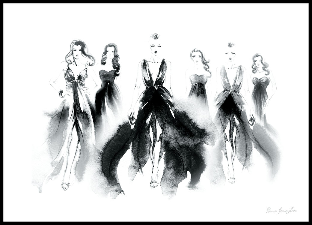 Poster Mit Fashion Schwarz Weisses Aquarell Mit Models Poster Online Desenio At