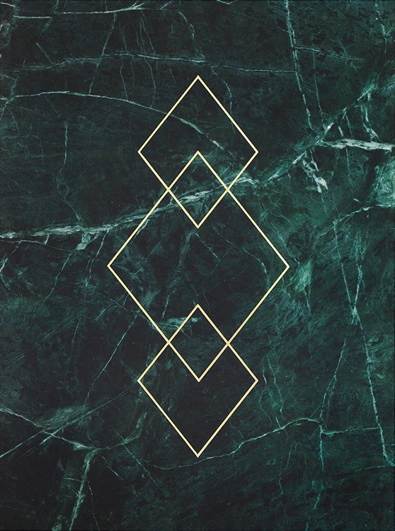 Triangle Gold Green Marble, Poster
