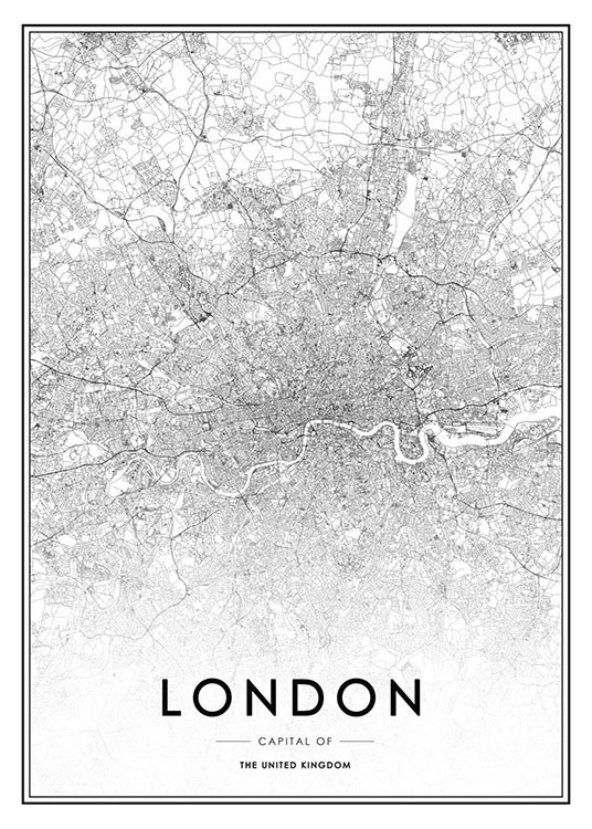 Poster Mit London Karte Schwarz Weiss Poster Mit Stadten Desenio At