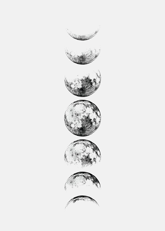 Moon Phase Grey, Poster